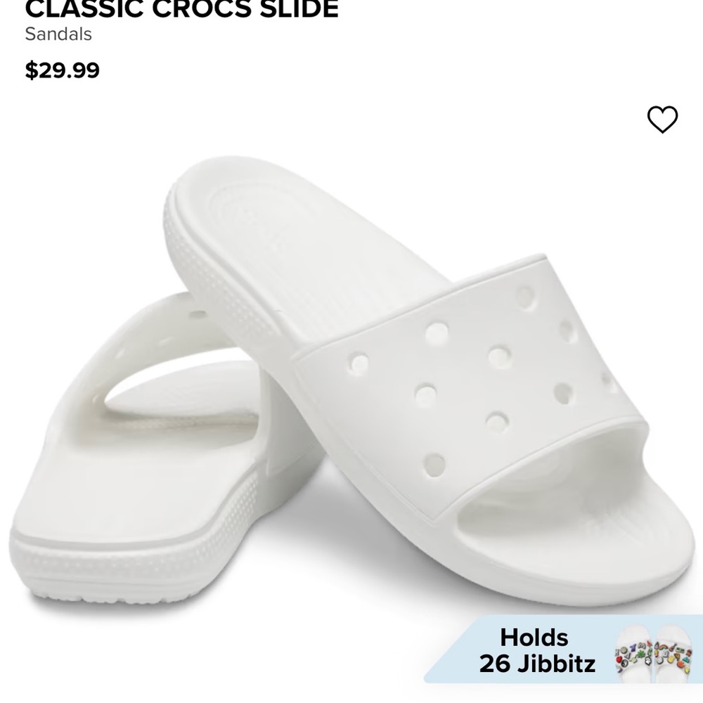 Croc slides - white - size 8